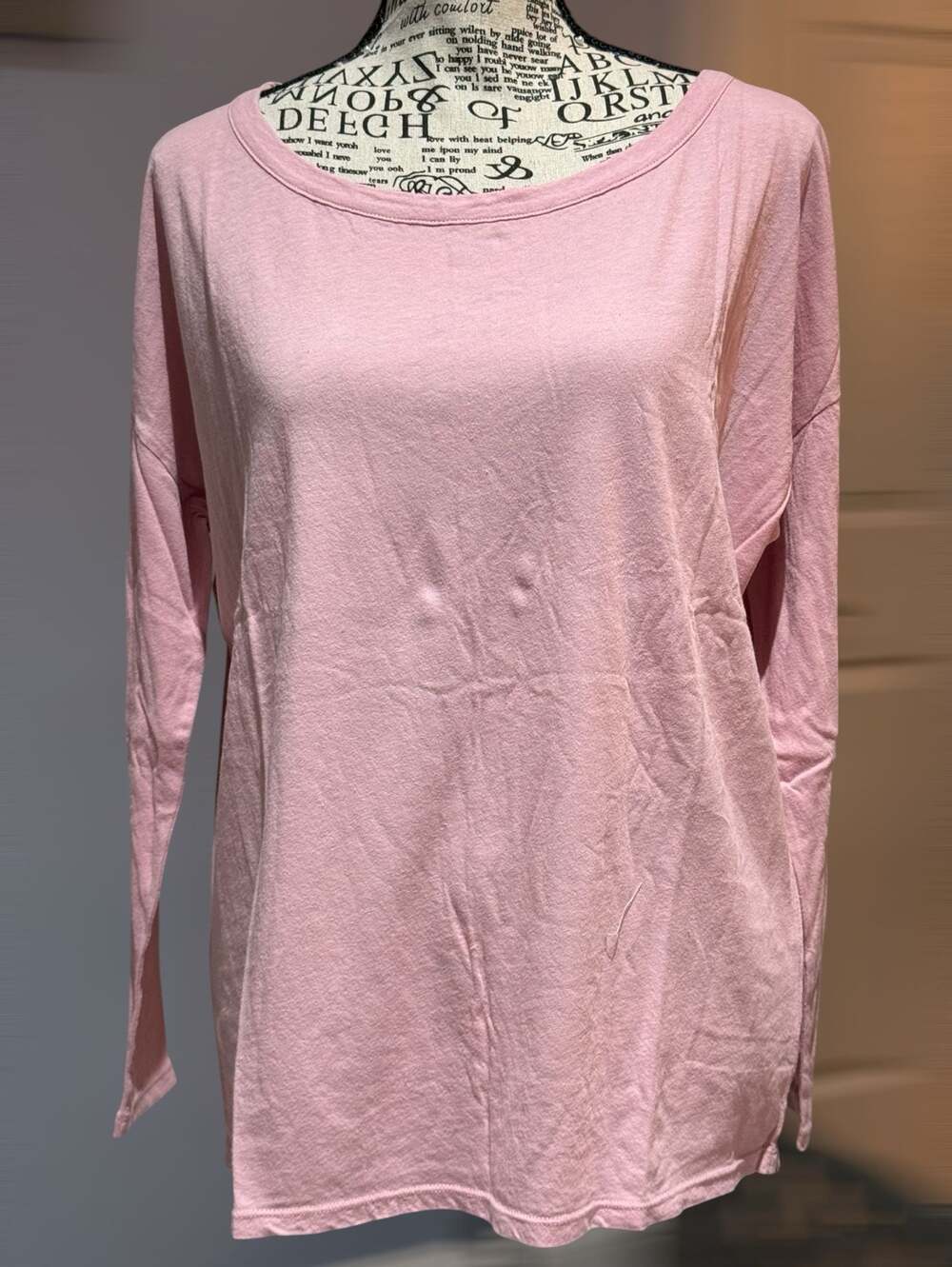 Chaser NWT Blush Pink Long Sleeve Tee Small Oversized Boat Neck Soft Cotton